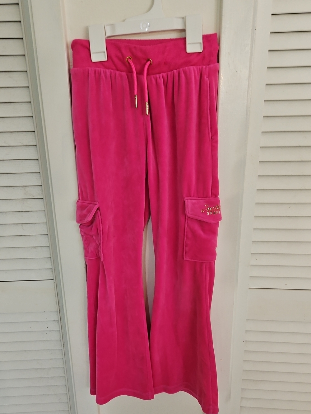 Justice Sport Girls Hot Pink Velour Cargo Joggers